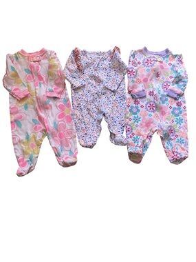 Baby Girl Sleeper Bundle 0-3M Floral Footed Cotton Garanimals Laura Ashley